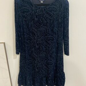 Tommy Hilfiger Dark Blue Paisley Long Sleeve Dress